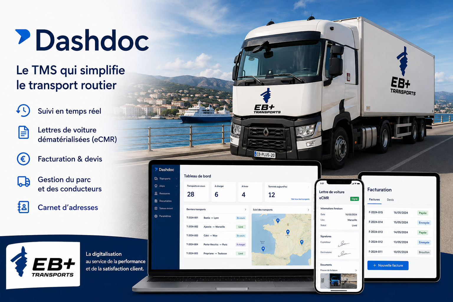 Digitalisation du transport routier chez EB+ Transports avec le TMS Dashdoc