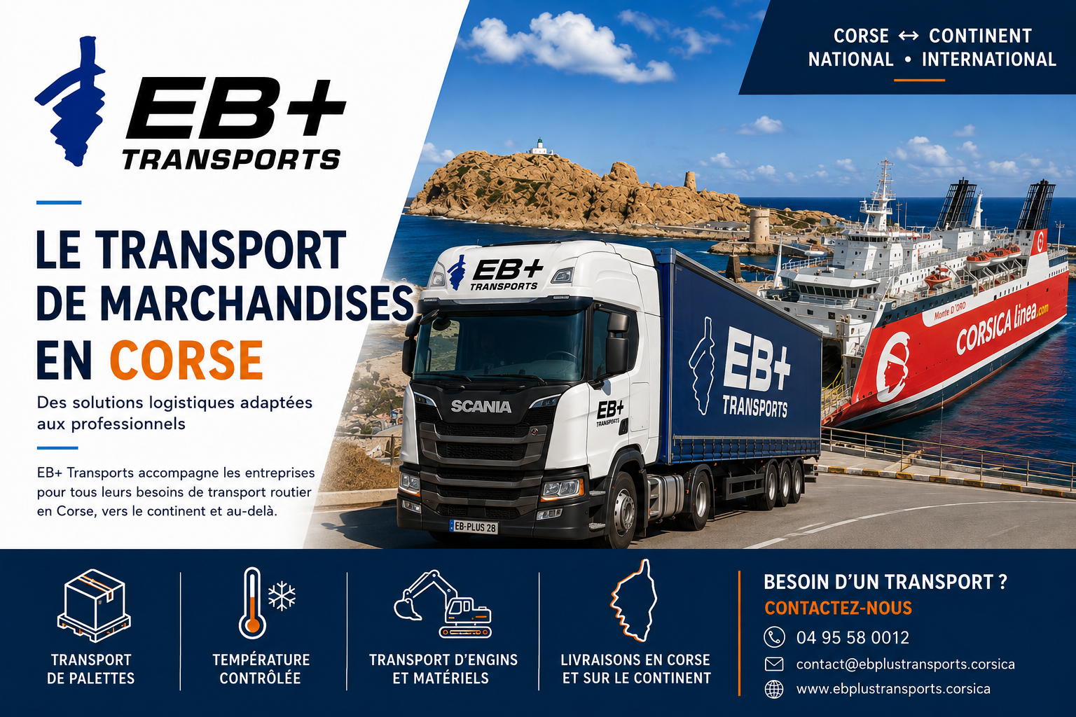 Transport de marchandises en Corse avec EB+ Transports